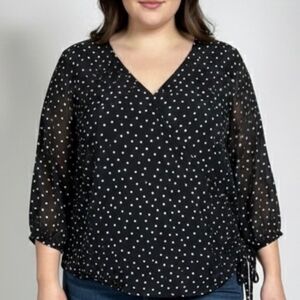 Elegant Black and White Polka Dot Blouse